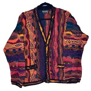 COOGI Australia Wool Multicolor 3D V Mens Cardigan M
